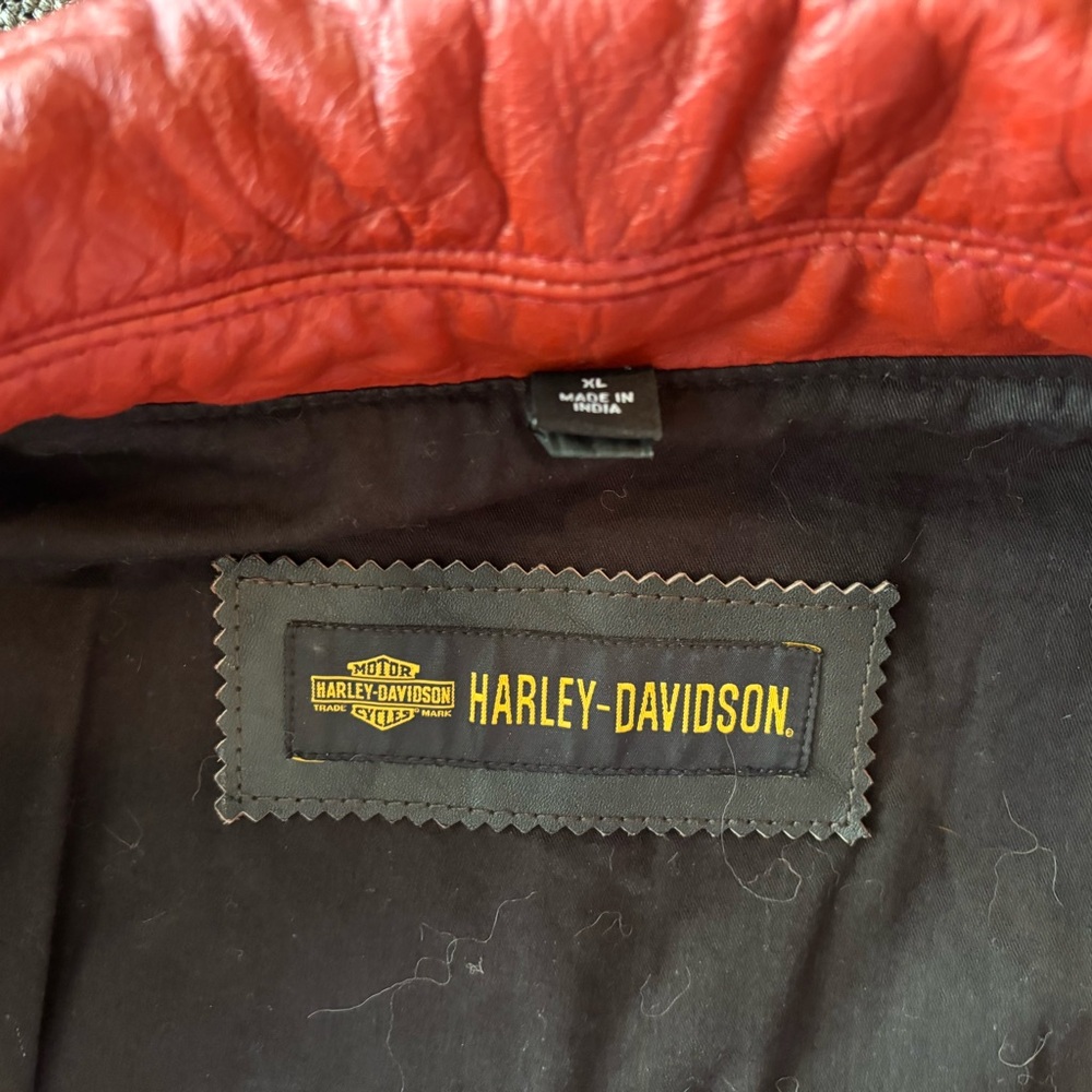 Harley-Davidson Red Leather Biker Vest - Picture 7 of 7